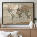 Framed World Map Wall Art for Home and Office Decor