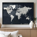Black World Map Wall Art Canvas Print for Home Office and by MyGreatCanvas | Canvas Wall Art Prints | Photo Prints & Wall Decor