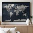 Colorful Watercolor World Map Canvas Print – Vibrant Framed