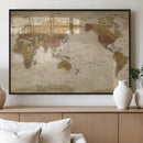 Vintage Detailed World Map Wall Art Canvas Print – Antique by MyGreatCanvas | Canvas Wall Art Prints | Photo Prints & Wall Decor