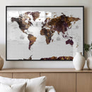 Rustic World Map Wall Art Canvas Print | Large World Map on