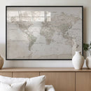 Antique Style World Map Canvas Print - Vintage Detailed