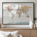 Pastel Colors World Map Wall Art Canvas Print by MyGreatCanvas | Canvas Wall Art Prints | Photo Prints & Wall Decor