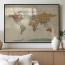 World Map Wall Art Canvas Print, Framed Rustic Atlas Art by MyGreatCanvas | Canvas Wall Art Prints | Photo Prints & Wall Decor