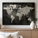 Vintage World Map Wall Art Canvas Print – Framed Large Map