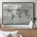 Neutral Vintage World Map Canvas Wall Art Print, Classic Map by MyGreatCanvas | Canvas Wall Art Prints | Photo Prints & Wall Decor