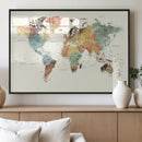 Framed World Map Wall Art Canvas Print for Living Room and by MyGreatCanvas | Canvas Wall Art Prints | Photo Prints & Wall Decor