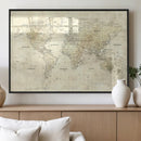 Detailed Large World Map Wall Decor Canvas Art Print by MyGreatCanvas | Canvas Wall Art Prints | Photo Prints & Wall Decor