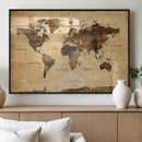 Navy Blue and Gold World Map Canvas Print – Framed Luxury by MyGreatCanvas | Canvas Wall Art Prints | Photo Prints & Wall Decor