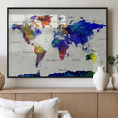 World Map Wall Art Canvas Print, Modern Decorative Framed by MyGreatCanvas | Canvas Wall Art Prints | Photo Prints & Wall Decor