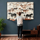 Wild Horses Wall Art Canvas Print - Abstract Farm Longhorn by MyGreatCanvas | Canvas Wall Art Prints | Photo Prints & Wall Decor