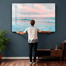 Ocean Wave Wall Art Canvas Print, Pastel Surf Seascape