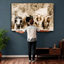 Western Longhorn Herd Wall Art Canvas Print, Sepia Texas by MyGreatCanvas | Canvas Wall Art Prints | Photo Prints & Wall Decor