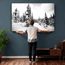 Black and White Snowy Pine Forest Wall Art Canvas Print, by MyGreatCanvas | Canvas Wall Art Prints | Photo Prints & Wall Decor