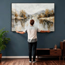 Neutral Abstract Lake Landscape Wall Art Canvas Print by MyGreatCanvas | Canvas Wall Art Prints | Photo Prints & Wall Decor