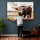 Texas Longhorn Bull Rustic Wall Art Canvas Print, Western by MyGreatCanvas | Canvas Wall Art Prints | Photo Prints & Wall Decor