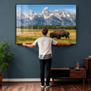 Bison in Mountain Landscape Wall Art Canvas Print – Western by MyGreatCanvas | Canvas Wall Art Prints | Photo Prints & Wall Decor