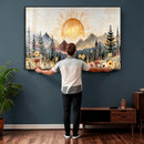 Boho Mountain Landscape Large Wall Art, Horizontal Gold by MyGreatCanvas | Canvas Wall Art Prints | Photo Prints & Wall Decor