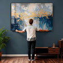 Blue Gold Abstract Large Framed Canvas Wall Art, Modern by MyGreatCanvas | Canvas Wall Art Prints | Photo Prints & Wall Decor