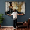 Black Woman Canvas Wall Art — Black Gold Gown Fashion Print by MyGreatCanvas | Canvas Wall Art Prints | Photo Prints & Wall Decor