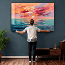 Bold Palette Knife Ocean Sunset Canvas — Orange Pink Teal by MyGreatCanvas | Canvas Wall Art Prints | Photo Prints & Wall Decor
