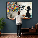 Banksy Butterfly Girl Wall Art Canvas Print, Framed Street by MyGreatCanvas | Canvas Wall Art Prints | Photo Prints & Wall Decor