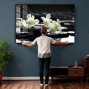 Plumeria Frangipani Black Stone Canvas | White Flower Spa by MyGreatCanvas | Canvas Wall Art Prints | Photo Prints & Wall Decor