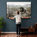 Texas Longhorn Bull Wall Art Canvas Print, Western Farmhouse by MyGreatCanvas | Canvas Wall Art Prints | Photo Prints & Wall Decor