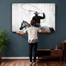 Cowboy Lasso Canvas Wall Art, Black White Western Horse by MyGreatCanvas | Canvas Wall Art Prints | Photo Prints & Wall Decor