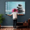 Zen Canvas Wall Art Lotus Flower Stacked Stones Teal Spa by MyGreatCanvas | Canvas Wall Art Prints | Photo Prints & Wall Decor