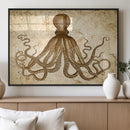 Sepia Octopus Wall Art Abstract Animal Canvas Print