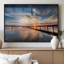 Wooden Pier on Seascape and Sunset Wall Art Canvas Print by MyGreatCanvas | Canvas Wall Art Prints | Photo Prints & Wall Decor
