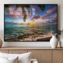 Framed Tropical Sunset Art Canvas Print