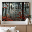 Autumn Forest Wall Art – Enchanting Red Leaves Canvas Print,
