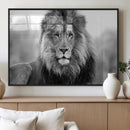 Black and White Lion Canvas Wall Art – Animal Print Artwork
