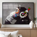 Dj Monkey Listening to Music Wall Art Print | Banksy Monkey by MyGreatCanvas | Canvas Wall Art Prints | Photo Prints & Wall Decor
