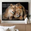 Lion and Lioness Wall Art Canvas Print – Framed African