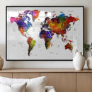World Map Canvas Print – Detailed Map of the World Wall Art