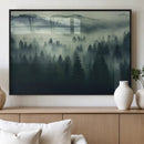 Misty Forest Wall Art Premium Canvas Print a Foggy and