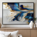 Gold Marble Art - Abstract Geode Gold And Blue Marble Shape