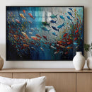 Modern Abstract Fish Shoal Wall Art Canvas Print, Colorful