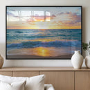 Golden Sunset Over Ocean Waves - Serene Coastal Triptych