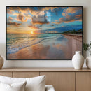 Serene Beach Sunset Wall Art | Coastal Ocean Canvas Print |
