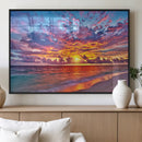 Vibrant Sunset Beach Wall Art - Ocean Sunset Canvas Print |
