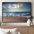 Serene Ocean Sunset Canvas Wall Art - Beach Waves at Sunset,