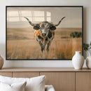 Texas Cow Longhorn Wall Art Canvas Print for Farm House Wall