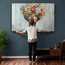 Golden Petal Wall Art Canvas Print - Silhouette Woman Wall