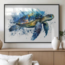 Turtle Wall Art Canvas Print, Framed Watercolor Turtle Art