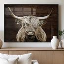 Highland Cow Wall Art Canvas Print, Rustic Farmhouse Decor,
