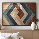 Geometric Wood Art Wall Decor Canvas Print, Rustic Wooden